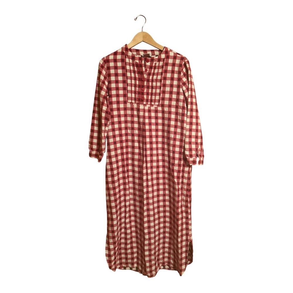 Sleep Sense Christmas Tree Red & White Checkered Flannel Dress Women’s Small